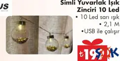 ORBUS SİMLİ YUVARLAK IŞIK ZİNCİRİ 10 LED fiyat ve kampanya bilgisi
